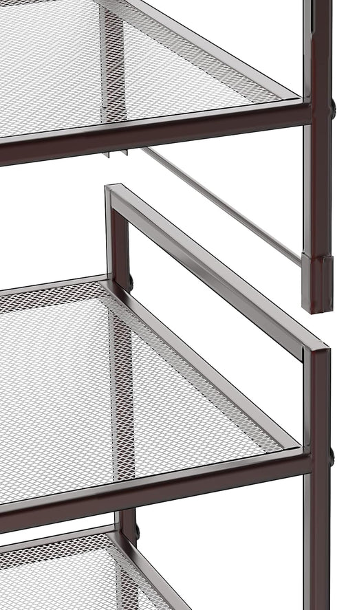 3-Tier Simple Houseware Stackable Mesh Shoe Rack, Bronze