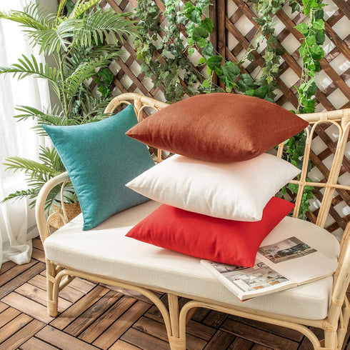 Woaboy Set of 2 Outdoor Waterproof Throw Pillow Covers, Rust Decorative Farmhouse Cushion Cases for Living Room 16x16