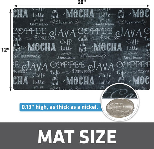 Drymate Coffee Maker Mat, Absorbent & Waterproof Kitchen Counter Protector, 12” x 20” Java Chalkboard Accessory