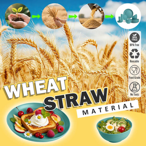 Sets, 32 Set 8, Sets, Set Wheat Straw Dinnerware PCS Dishes for Unbreakable Plates and Bowls Microwave Safe Dinnerware