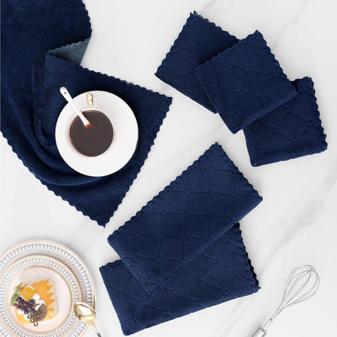 12 Pack (10" 10", Mordimy Kitchen Cloths Dish Towels x Dark Grey & Navy Blue), Super Soft and Absorbent Dish Cloths