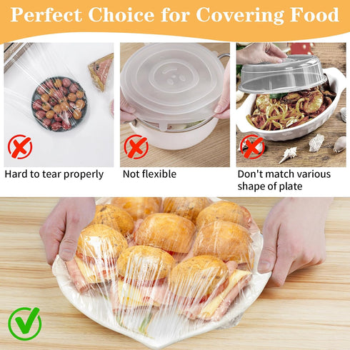 Plastic Bowl Covers, 200 PCS Reusable Food Covers, Elastic Bowl Covers for Bread Proofing