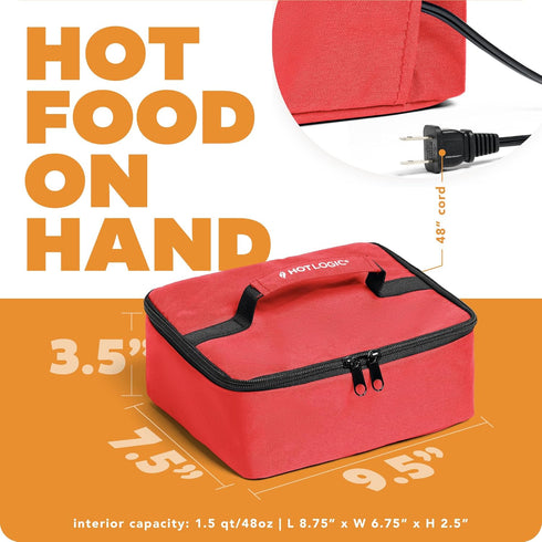 HotLogic Mini Portable Electric Lunch Box Food Heater, Red - Innovative Food Warmer for Car/Home, 120V