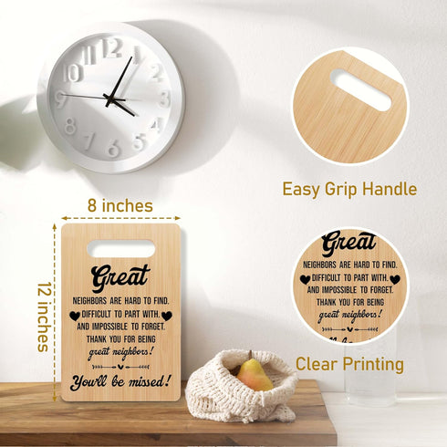Housewarming Gift Cutting Board, Thank You Gifts for Great Neighbors, Bamboo Chopping Board Present for Birthday Christmas, Moving Away Appreciation Charcuterie Board, Kitchen Cooking Decor Favors -15