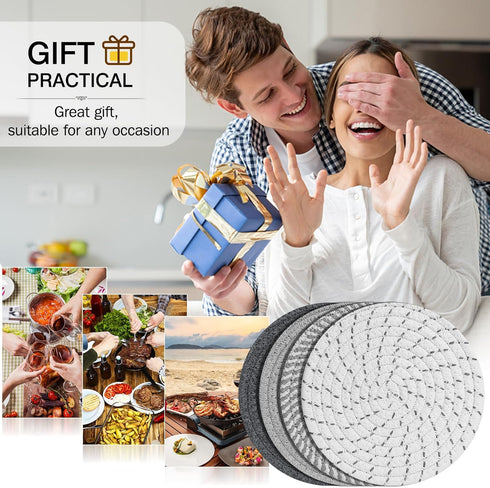 ME.FAN Trivets/Potholders 4 Set, Cotton Thread Weave Trivets for Hot Pots and Pans, Large Coasters, 7 Inch