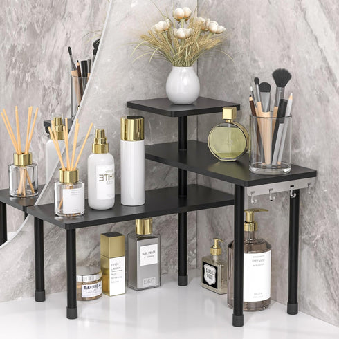 JayRex Countertop Corner Shelf, 3 Tier Shelf Moveable Organizer for Bathroom Counter,
