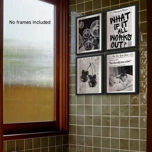 NaZaUK 70s 8x10 Retro Black And White Newspaper Poster What If It All Works Out Canvas Wall Art Positive Trendy Preppy