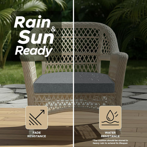 Fitfree Set 2, 17 16 Inch, Outdoor Chair Cushions, Fade-Resistant & Water-Resistant, D Shaped Patio Furniture Seat