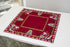 Embroidered Christmas Holiday Santa Claus and Christmas Trees Doily Table Topper, 33 Inches Square, Red