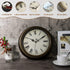 Plumeet 13'' Large Metal Wall Clock, Non-Ticking Retro Silent Iron Decorative Clock with Roman Numerals, Brown