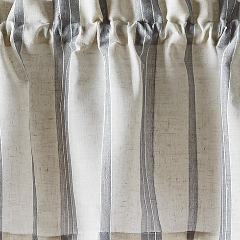 CHF McKenzie Striped Window Kitchen Curtain Valance, Rod Pocket, 58W x 14L inch, Grey