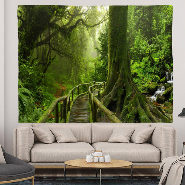 LYFANS Moon Bohemian Fantasy Design Tapestry - Colorful Plant Wall Carpet for Bedroom, Daily Ancient Tree Corridor