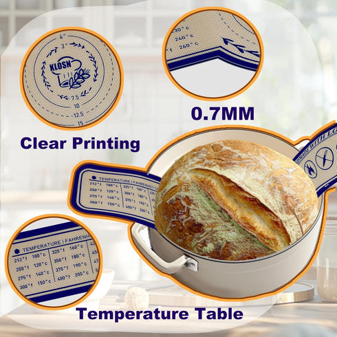Large Silicone Bread Sling for Dutch Oven, 2 Pcs, 10 Inch Sourdough Baking Mat, Heat-resistant Bread Baking Supplies
