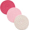Kitchen Potholders Set, 100% Pure Cotton Thread Weave, Set of 3 Stylish Coasters, Hot Pads, 7 Inches, Pink