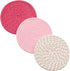 Kitchen Potholders Set, 100% Pure Cotton Thread Weave, Set of 3 Stylish Coasters, Hot Pads, 7 Inches, Pink