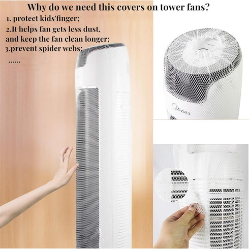 Mesh Cover for Oscillating Tower Fan (Not Included Fan),Tower Fan Guard Covers for Kids Finger Protector,Reusable Oscillating Floor Fan Dustproof Cover,Net Cover for 35" to 46" Tower Fans,1pks by Codear