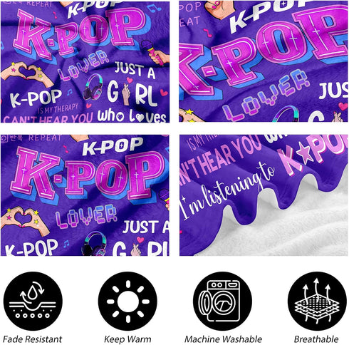 60''x50'' Kpop Gifts Blanket for Teen Girls - K Pop Gifts for Teen Girls Women K-Pop Fans Music Lovers, Kpop Merch