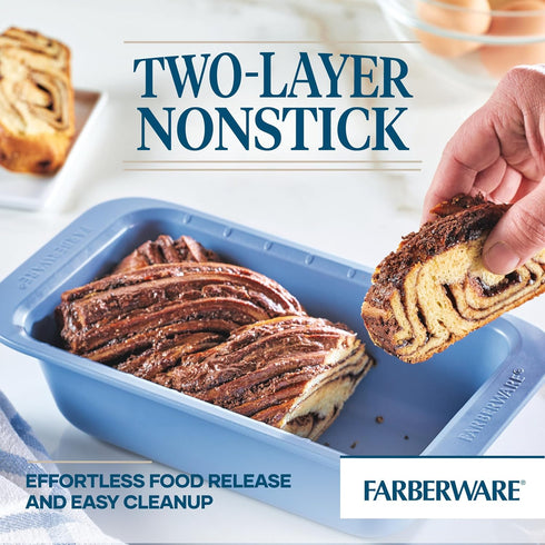 Farberware Easy Solutions Nonstick Bakeware, 9 x 5 Inch Meatloaf/Loaf Baking Pan with Portion Marks