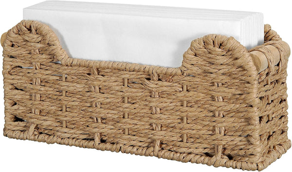 Kortimu Paper Rope Guest Towel Holder: Boho Scalloped Handwoven Napkin Tray, Holds Disposable