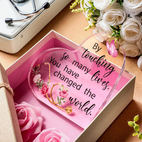 Practitioner(4.7 4.7 Inch) Karenhi Nurse Gifts for Women Nurse Appreciation Gifts Heart Shaped Acrylic Keepsake Crystal