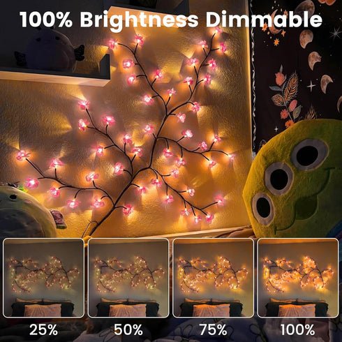 Generic 3.94 48LEDs 8 LED Tree Branch Lights for Wall FT Cherry Blossom Lights with Remote and Lighting Modes Cherry