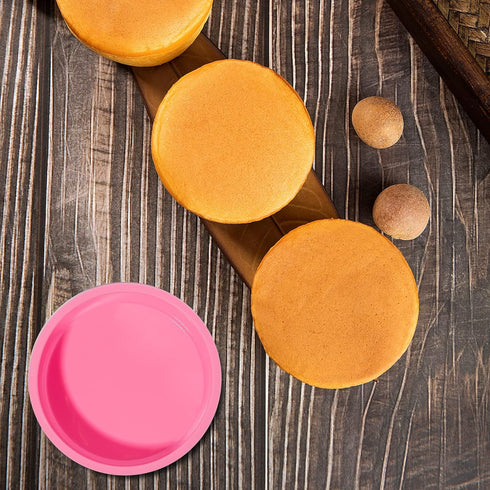 Silicone Mini Round Cake Molds, Set of 6, 4 Inch, Pink