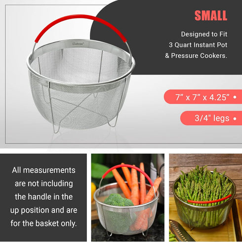 Original Salbree Steamer Basket for 3 Quart Instant Pot Accessories - Stainless Steel Strainer with Handle