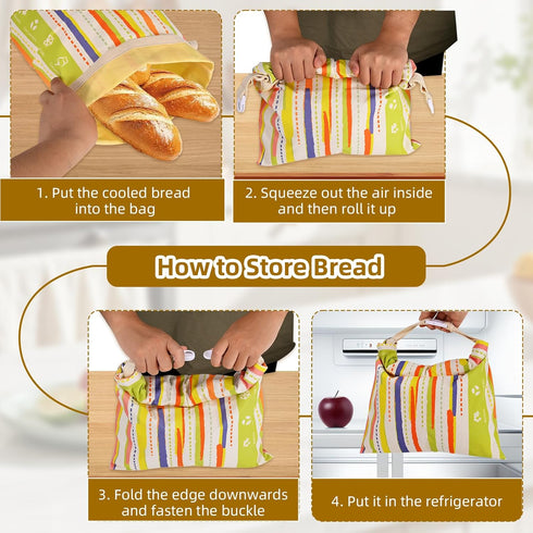 2-Pack Beeswax Bread Bags for Sourdough Homemade BreadXL Reusable Beeswax Bread Storage BagPortable with large