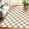 Checkered Brown Area Rug 3' 5' Washable Large Living Room Rug Geometry