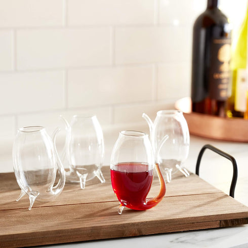 Fox Run Hand Blown Glass Port Sippers, Set of 4, Clear, 2.75 Ounces