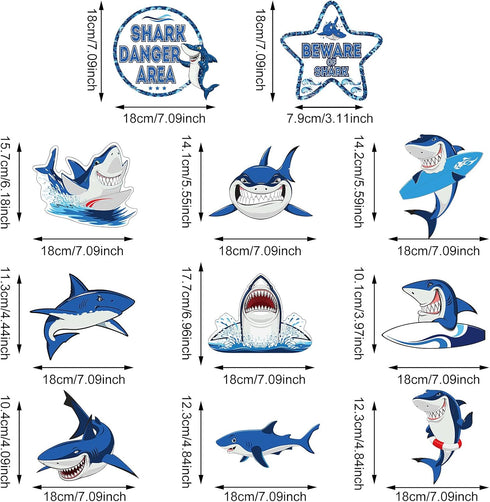 Censen 30 Pieces Shark Hanging Swirls Decorations, Shark Party Supplies for Sea Theme Baby Shower & Birthday