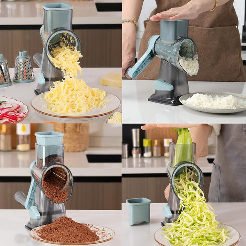 KalraMay Cheese Grater,Rotary Cheese Grater with Handle, Multifunctional Rotary Cheese Shredder Effortlessly Grates