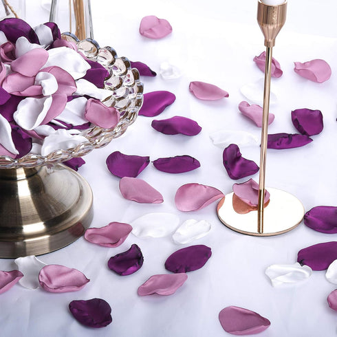 300pcs Artificial Silk Rose Petals, Reusable Fake Purple Flower Petals for Wedding and Party Decoration