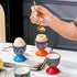 Set 6 HENXFEN LEAD Boho Ceramic Egg Cups of Colorful Egg Holders for Soft & Hard Boiled Eggs, Microwave & Dishwasher