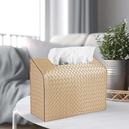 Towel(1-Gold) LIZIMANDU Leather Cover for Disposable Paper Hand Towel Box, Compatible with Kleenex Paper Hand