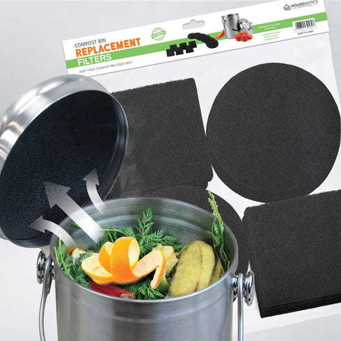 12 Pieces Counter Top Activated Carbon Compost Bin Filters - Extra Thick Indoor Pail Replacement Charcoal Filters