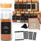 Bamboo Glass Spice Jars with Label and Shaker Lids Clear Empty 4oz