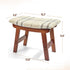Bamboo Footrest Ottoman with Beige Striped Cushion and Brown Legs - Small Size