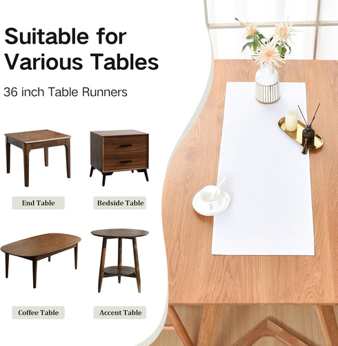 36 Inches 12X36 Inch Farmhouse White Table Runner Small Short Table Runners Coffee Table Runner for Dresser Living Room