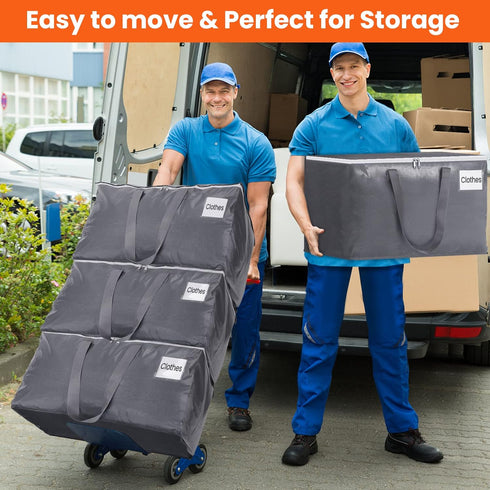 BlissTotes Large Moving Boxes with Zippers & Handles, Heavy Duty Totes for Storage Bags, 76L, 2 Pack