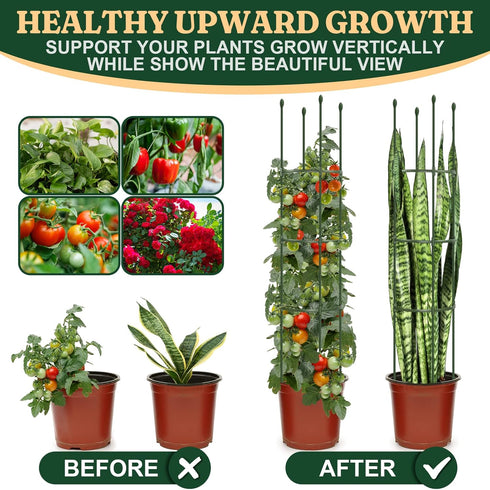 LOMNYIY 55.1 inches2 Pack) Garden Trellis, Tomato Cage Tall Plant Support Climbing Vines Flowers Stands Cucumber