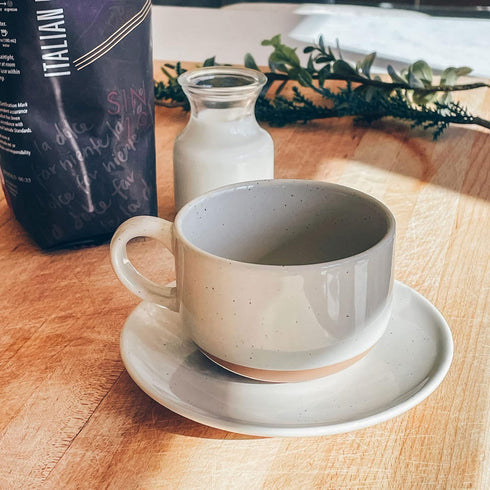 8oz Set 4 Mora Ceramics Cappuccino Mug of - Ceramic Coffee Cups with Saucers - Microwave and Dishwasher Safe, Perfect