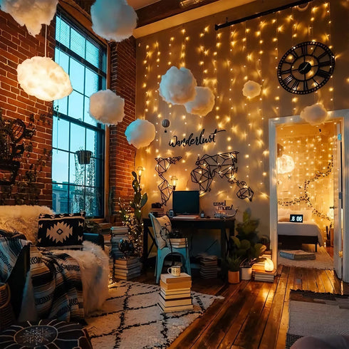 poripori 300 8 LED Curtain String Lights, Twinkle Fairy Lights for Bedroom with Lighting Modes, USB Christmas Lights