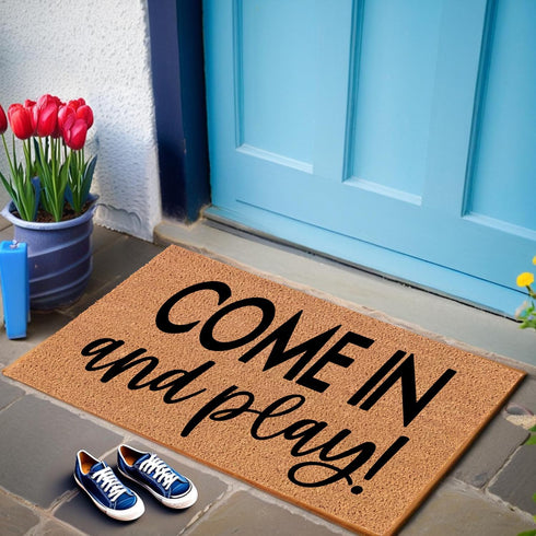 17.5" 29.5" Come in and Play Doormats Mini Playhouse Doormat Faux Coir Fiber Doormats Coir Doormat Welcome Coir Door