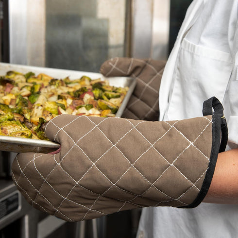San Jamar BestGuard 800FG13 Commercial Oven Mitts, Heat Protection Up To 450°F, 13" Length, Tan (Pair)