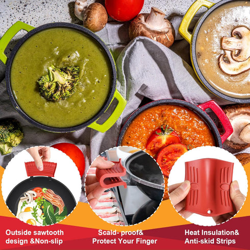 2 Pcs Silicone Hot Handle Holder, Heat Resistant Cast Iron Skillet Handle Covers for Frying Pans and Griddles