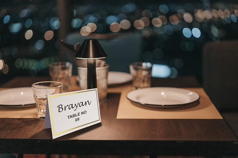 Place Cards Pack of 100 - Premium Tent Name Cards with Gold Foil Border, 2x3.5 inches for Weddings and Events