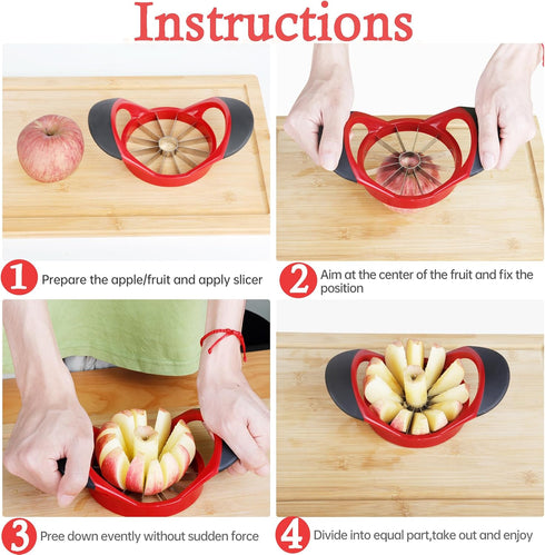 4.72 Inch 12 Apple Slicer, Apple Corer and Slicer - Apple Cutter with Sharp Blades, Apple Corer Tool - Easy Gadgets
