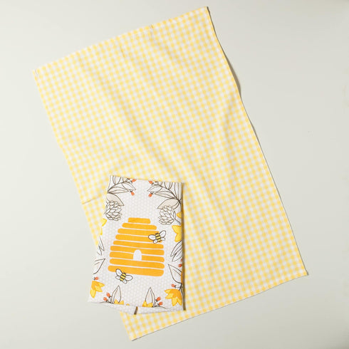 Now Designs Kitchen Tea Towel, Bees, 18 x 28 in, Set of 2