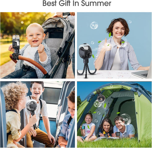 100ml Ausic Misting Portable Stroller Fan, Mister Fan for Stroller, Safe Rechargeable Battery Baby Fans, Baby